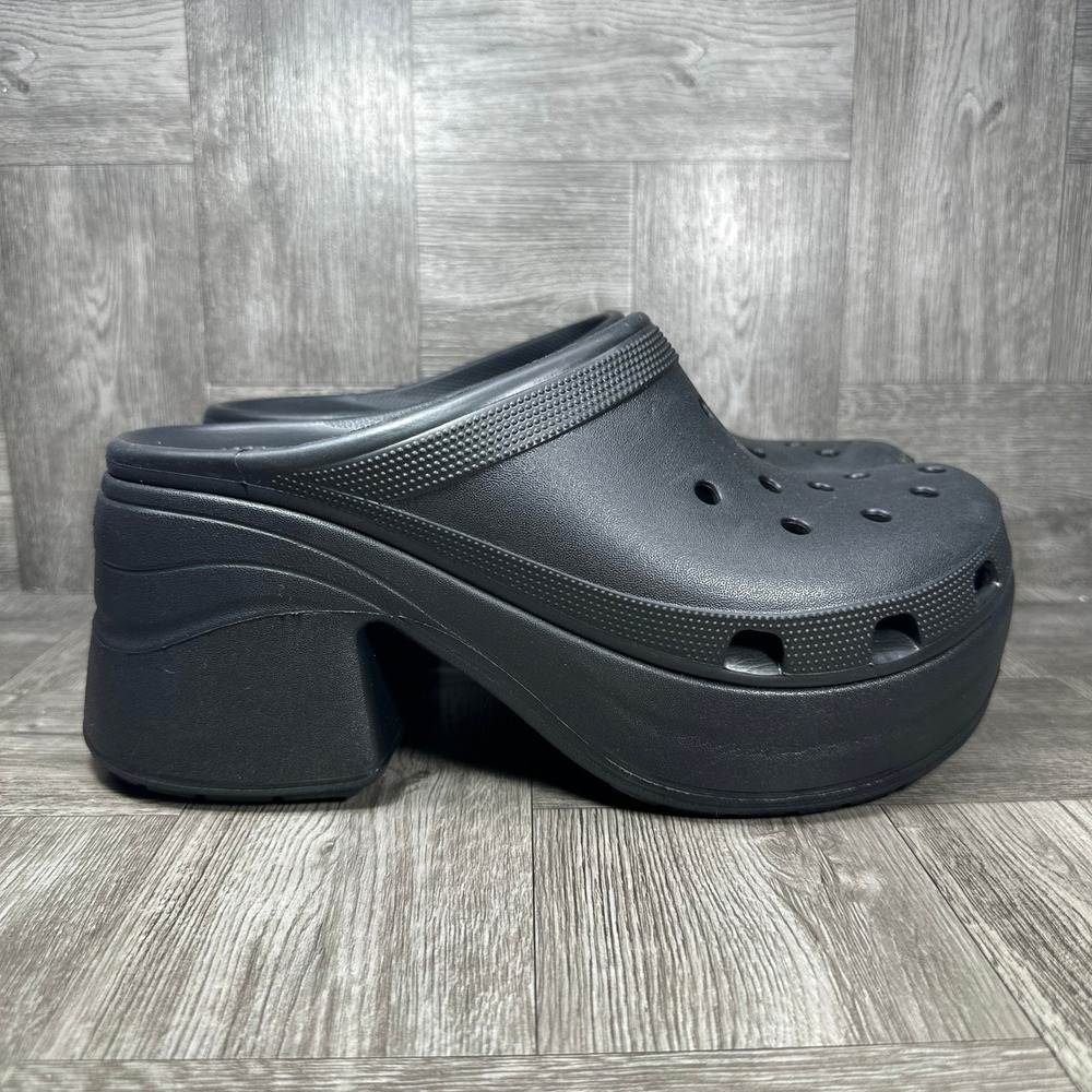 Crocs Siren Clog Mens 12 Black Platform Chunky Heel NEW